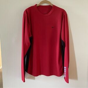 VIN Long Sleeve Nike Activewear Shirt Dri-Fit Red Black Size M Medium Polyester